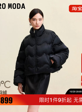 绫致Vero Moda羽绒服冬季新款90白鸭绒亮片立领短款羽绒服百搭