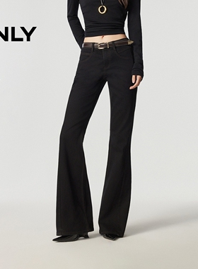 ONLY2026春季新款拼接剪裁高腰修身喇叭裤长裤牛仔裤女|126132155