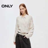 新款 针织衫 V领落肩短款 ONLY2025秋季 纯色长袖 开衫 女 12543B017