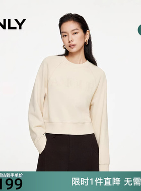 ONLY2025秋季新款百搭字母图案宽松插肩袖短款卫衣女|12549S005