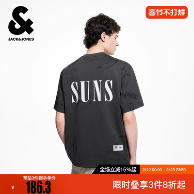 杰克琼斯冬新款NBA联名款太阳队T恤运动宽松纯棉舒适短袖上衣