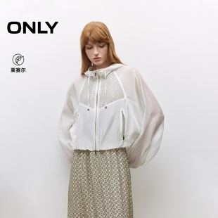 ONLY2025夏季 125236006 新款 轻薄透感面料宽松舒适连帽抽绳外套女