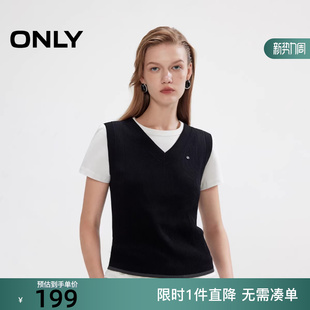 女 针织衫 12533H007 V领撞色底边舒适亲肤无袖 ONLY2025冬新款