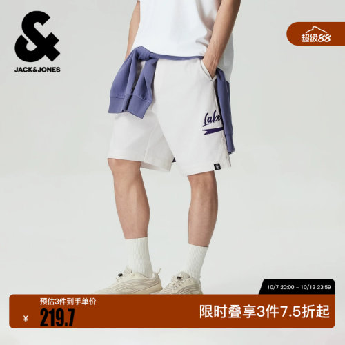 绫致杰克琼斯NBA联名湖人队男装短裤夏季宽松裤子精致撞色时尚潮