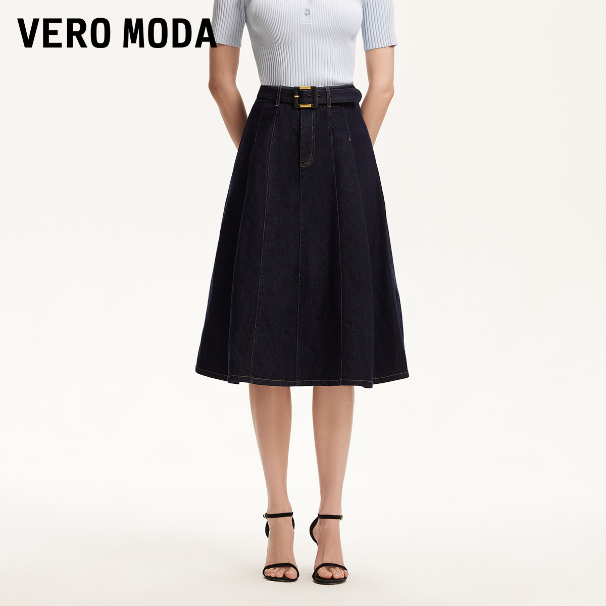 Vero Moda半身裙女2026春季新款含棉腰带A字牛仔裙休闲时尚,女装/女士精品,半身裙,淘宝优惠券,粉丝福利购,淘宝优惠卷