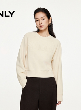 ONLY2025秋季新款百搭字母图案宽松插肩袖短款卫衣女|12549S005
