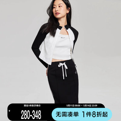 【新】Vero Moda上衣女24春新休闲H版型印花立领拼色插肩袖短外套