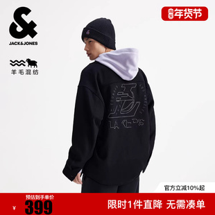 杰克琼斯NBA联名湖人队男装秋季衬衫宽松翻领字母印花纯色外套