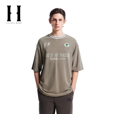 SEASON HIGH冬季NFL联名字母印花宽松时尚潮流简约短袖T恤男装