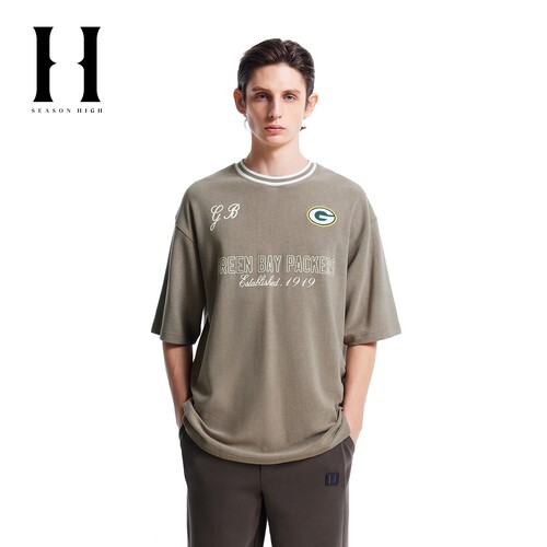 SEASON HIGH冬季NFL联名字母印花宽松时尚潮流简约短袖T恤男装