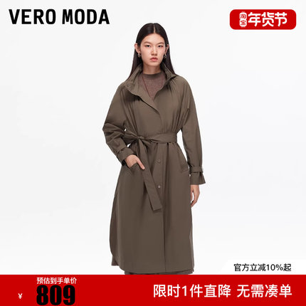 Vero Moda风衣2025冬新款含棉捏褶小立领插肩袖外套325321012
