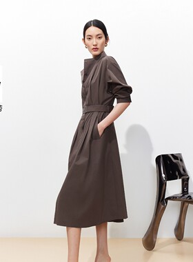 Vero Moda连衣裙女2026春季新款可拆腰带风衣式简约长裙优雅