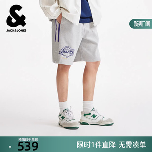 NBA联名款 底摆开衩字母装 湖人队 短裤 饰宽松纯棉 杰克琼斯男装