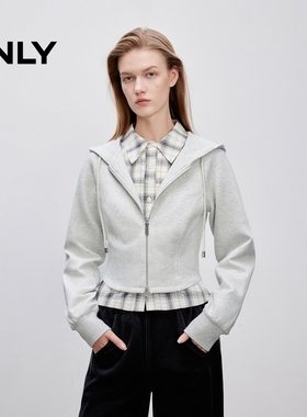 ONLY2025秋季新款舒适显瘦修身连帽插肩短款长袖卫衣女|12549R018