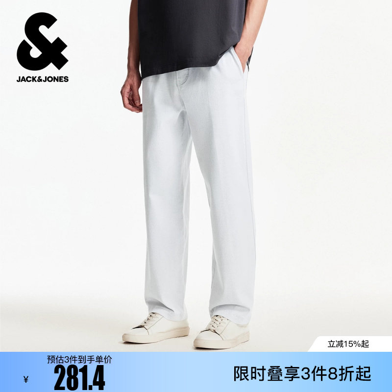 绫致杰克琼斯男装冬休闲裤宽松直筒时尚潮流松紧抽绳插袋款长裤