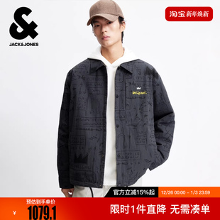 百搭潮 棉衣服宽松翻领常规BSQ联名刺绣时尚 杰克琼斯秋冬季 男装