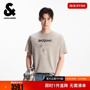 胶印直筒休闲圆领短袖 时尚 上衣 T恤冬新款 杰克琼斯BSQ联名男装