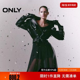 1261PU004 宽松解构剪裁挺阔质感PU夹克女 ONLY2026春季 新款