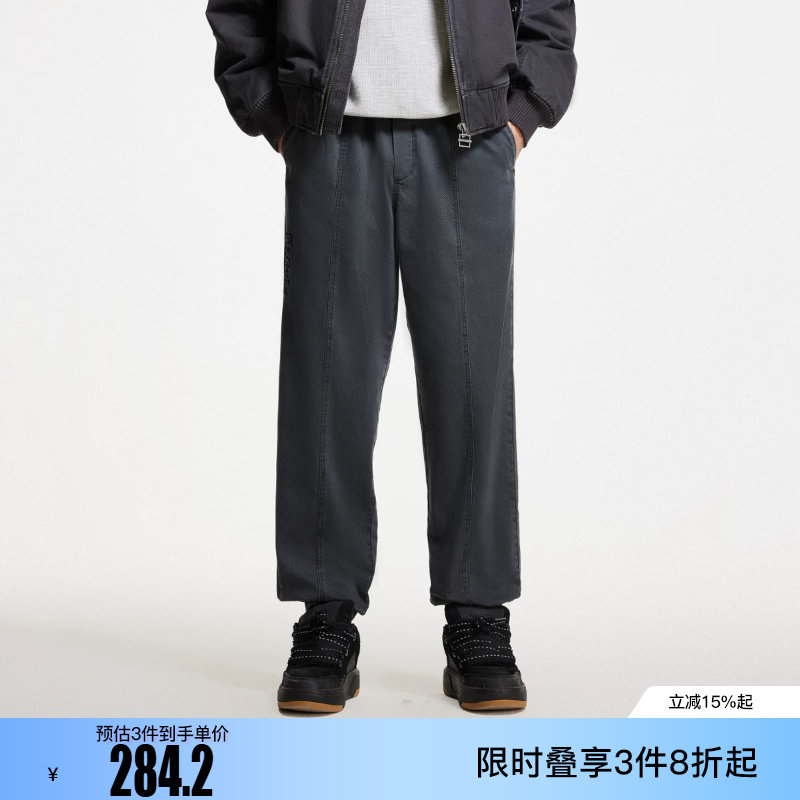绫致杰克琼斯冬新款双侧插袋可调节腰头潮流百搭舒适宽松束脚裤男