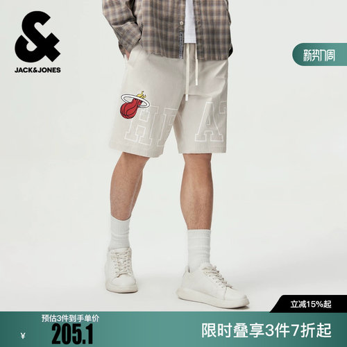 绫致【NBA联名款热火队】杰克琼斯男装短裤裤子时尚休闲风宽松
