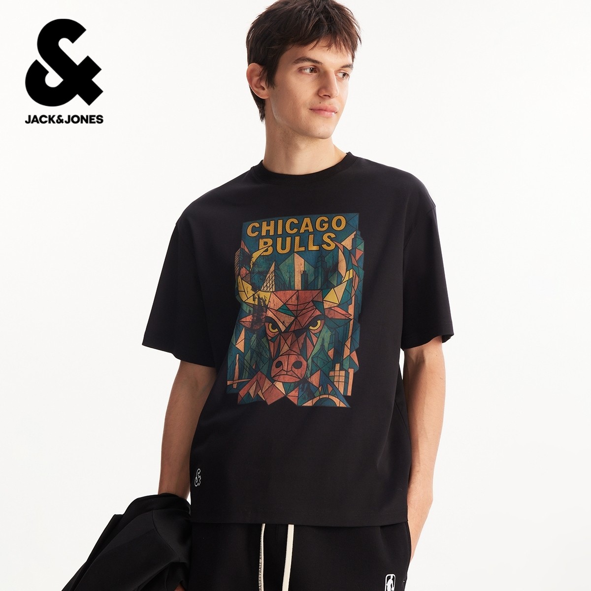 【NBA联名款公牛队】杰克琼斯男装春季T恤上衣图案印花简约纯棉,男装,T恤,淘宝优惠券,粉丝福利购,淘宝优惠卷