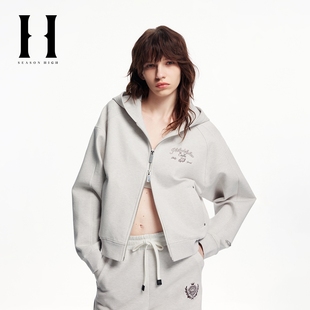 SEASON HIGH NFL联名款巴尔的摩乌鸦队冬季潮连帽双拉链卫衣女装