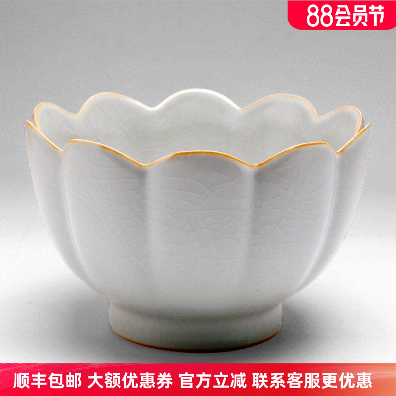 官方正品台湾柏采窑汝窑纯手工自然开片冬青釉莲朴GYR-117E莲花碗