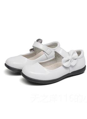 正品真皮女童黑皮鞋能鞋小春秋大童鞋白色童鞋公主软性底学生季英