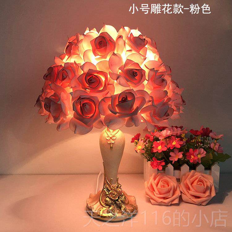 正品约水晶台灯室床头灯创意庆婚房长明灯简温馨玫卧瑰花结婚礼婚