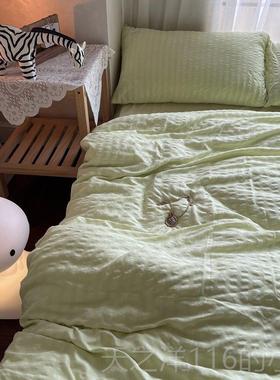 正品北欧简水洗棉贴标被套现代风灰色床单床笠款件四风套宿约舍三