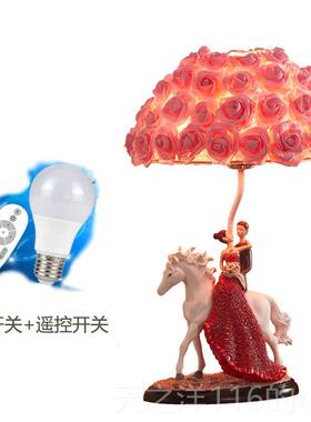正品结婚台灯婚房头明灯卧漫室长灯浪温馨红色闺蜜智能控制花瓣灯