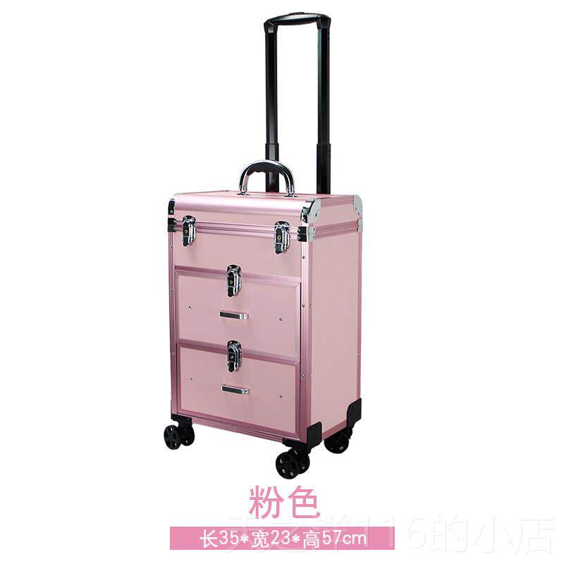 正品箱得拉美铝合金美甲工具箱三层大容量纹绣化收美容纳万向轮杆