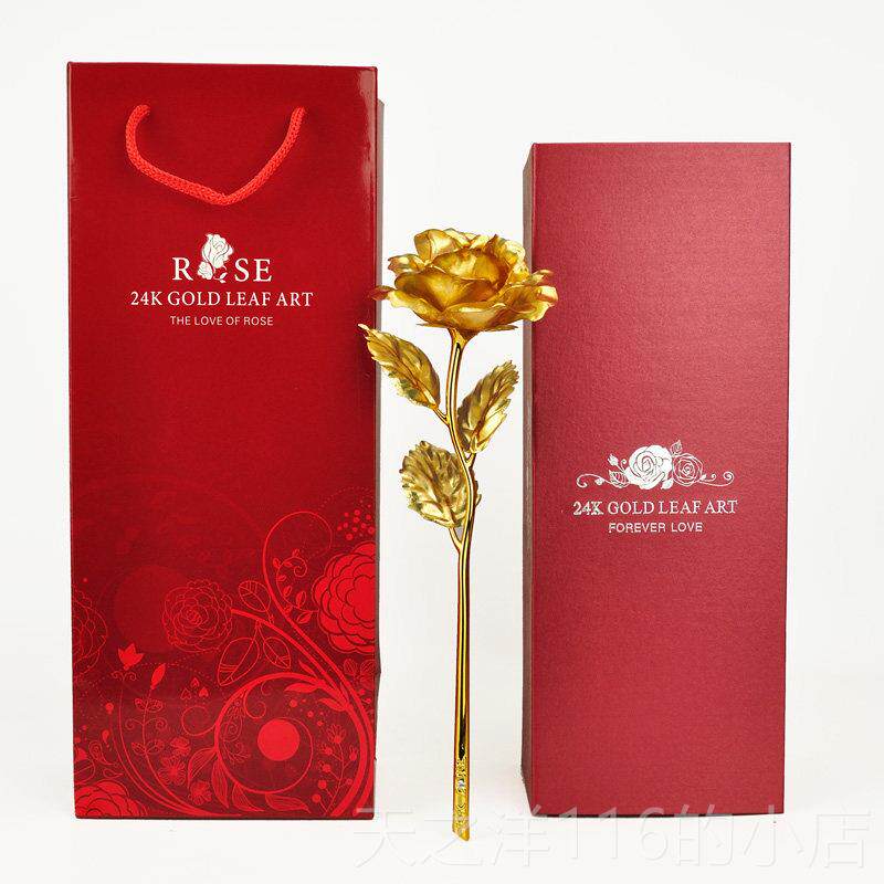 正品金玫瑰24k玫瑰花箔金花生夕日创意女生女友老金婆送七情人节