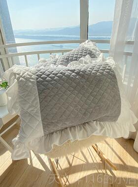 正品鱼四~嫩的灰色兔兔绒公主件套加厚夹棉软嫩糯保暖床梦上用品