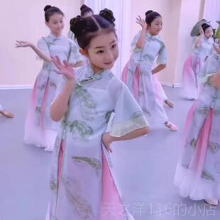正品冠玉典蹈服儿童演出服小月儿袍少儿旗古纱衣练功服春三月舞表