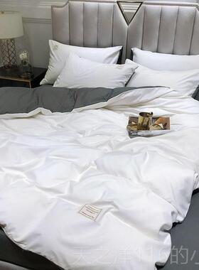 正品网红款少女心绿色四件套单双单人简约纯被套床床笠学生宿舍三