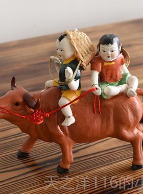 正品牧童骑牛景饰德瓷陶工艺品现代家居装品镇客厅电视酒柜风水摆