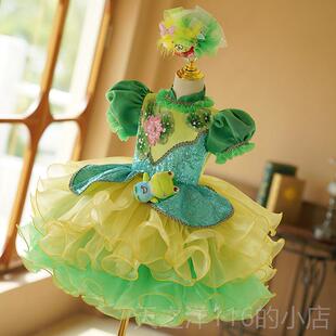 正品儿童独主唱小青表蛙演礼服孩快乐阳光唱歌女演出公蓬蓬裙女童