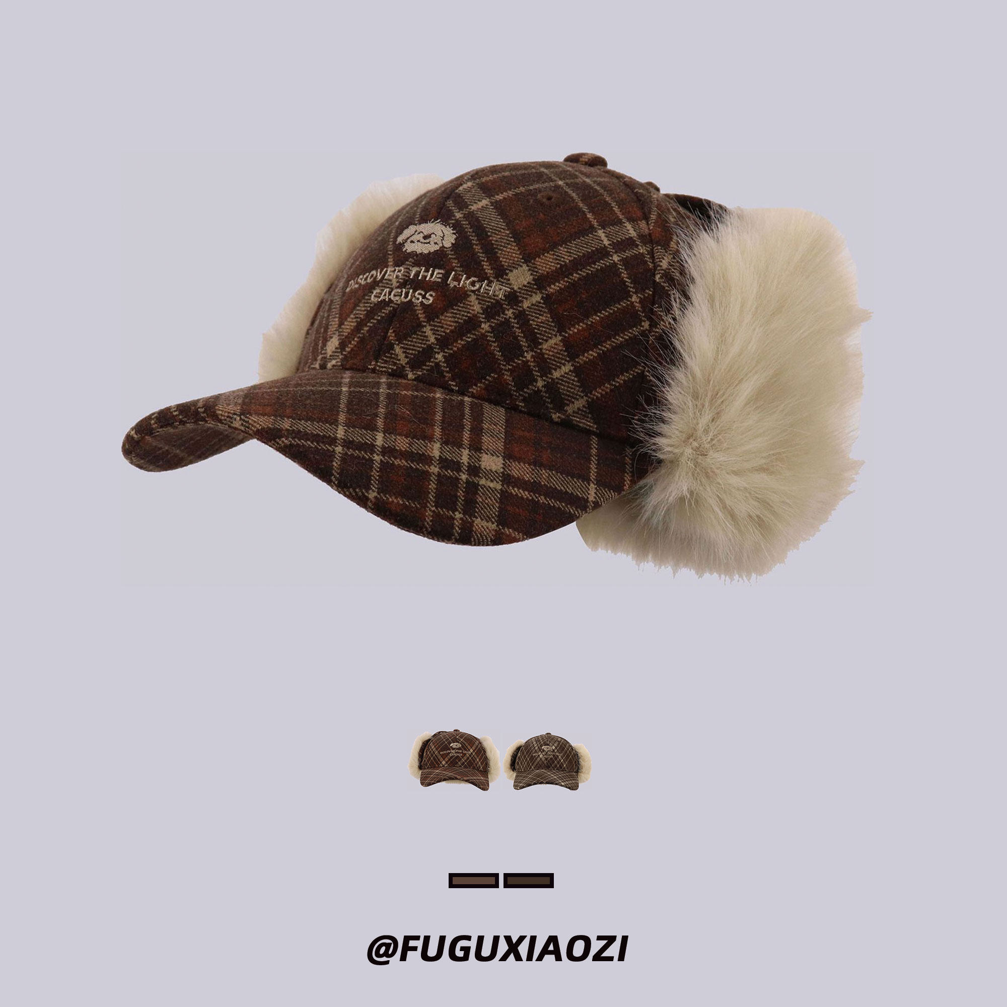 秋冬新款格纹毛绒硬顶棒球帽子男保暖护耳高级感防风护耳雷锋帽女,服饰配件/皮带/帽子/围巾,帽子,淘宝优惠券,粉丝福利购,淘宝优惠卷