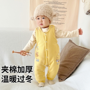 可爱超萌棉裤 婴儿背带裤 2025新款 男宝宝加厚冬装 裆部按扣 夹棉冬季