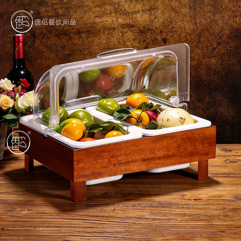 自助餐食物展示盘架子带盖双格水果蛋糕盆试吃凉菜卤菜食品防尘罩