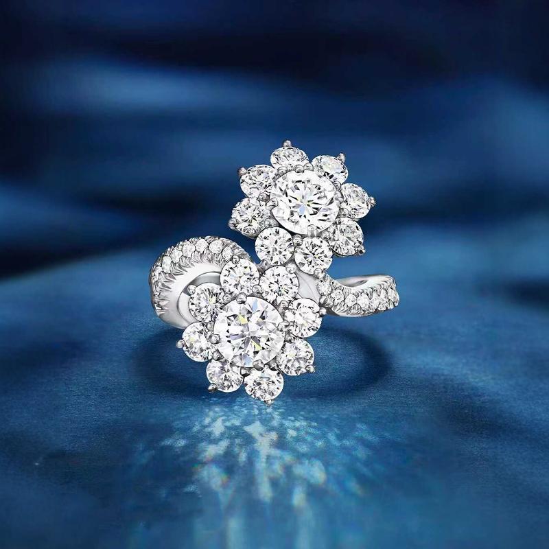 实验室人工培育18k金太阳花耳钉项链轻奢 女款