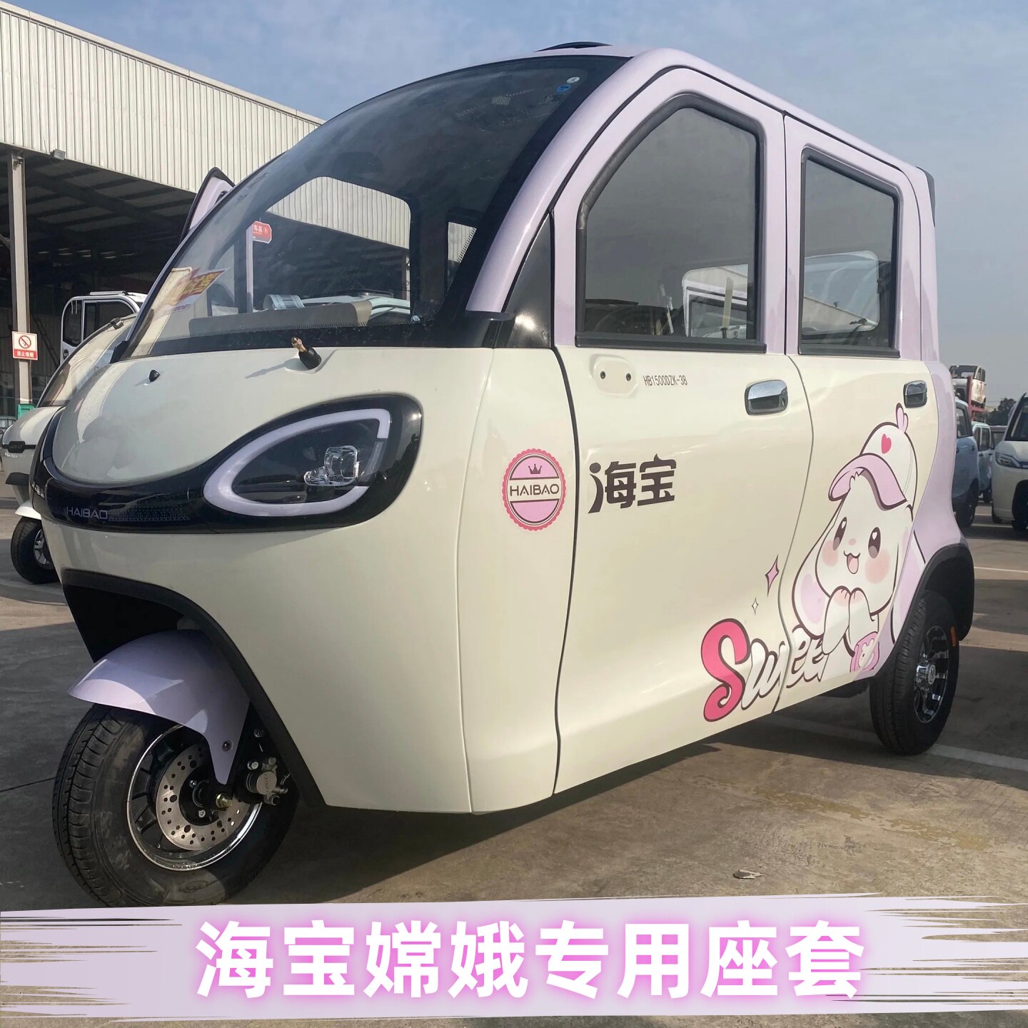 海宝嫦娥四门电动三轮车座套全封闭全包坐垫座椅套四季用新款耐磨