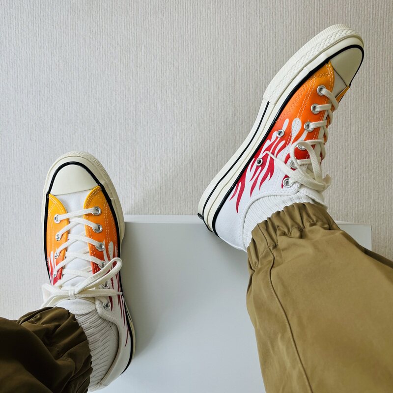 匡威converse 1970s 白色火焰低帮板鞋男女三星标帆布鞋 165029c