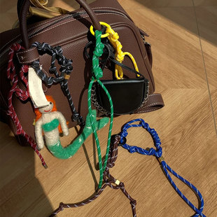 乐往包挂件适用miu系挂绳装 饰扣编织复古钥匙扣手链脚链2024新款