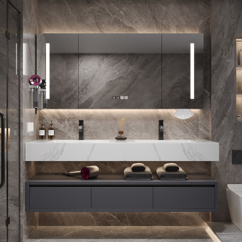 岩板无缝盆洗漱台送货到家包安装