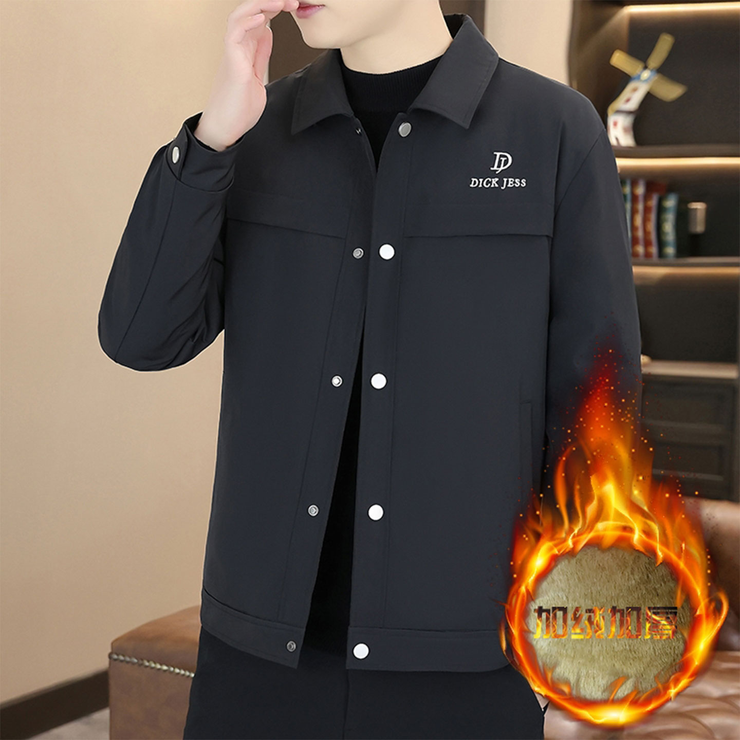 青少年帅气潮流翻领男士休闲夹克