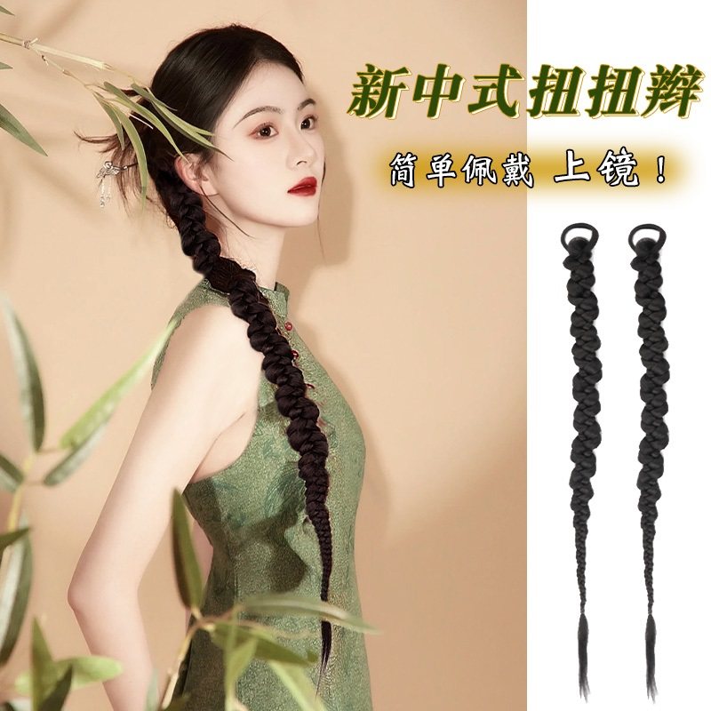 马尾假发女新中式国风麻