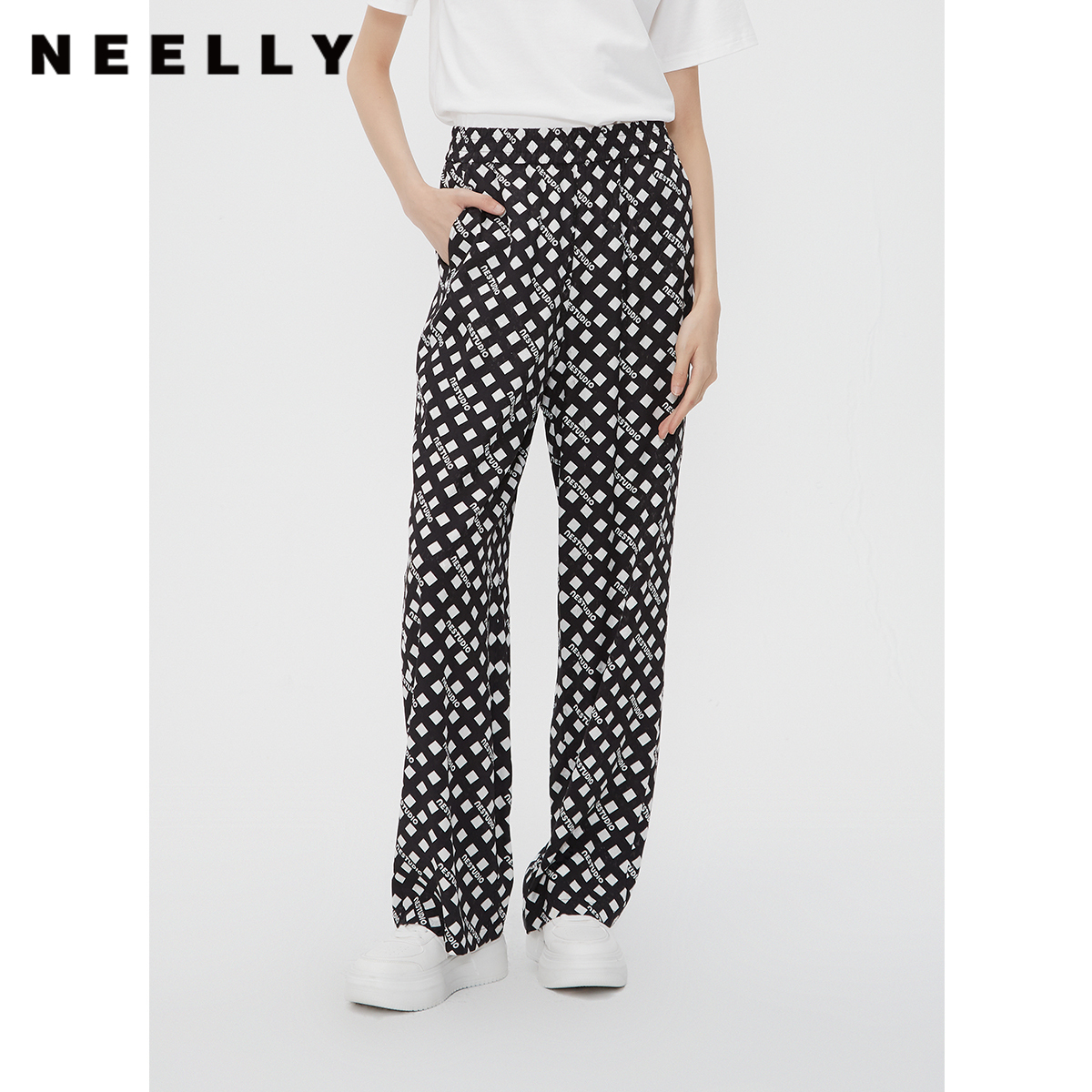 NEELLY纳俪高腰通勤长款休闲裤
