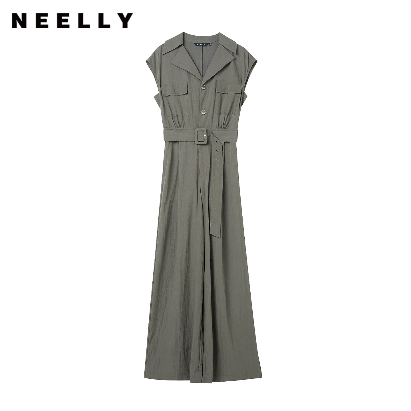 NEELLY纳俪商场同款夏季新款复古工装风连体裤女无袖收腰显瘦长裤